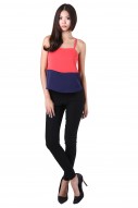 Isabel Colourblock Top in Coral