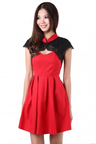 Dazzle Cheongsam Dress in Red