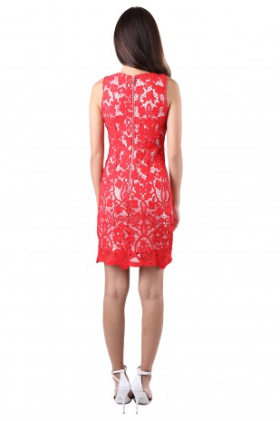 Yuna Lace Dress in Red