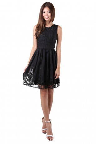 Pixie Floral Dress in Black