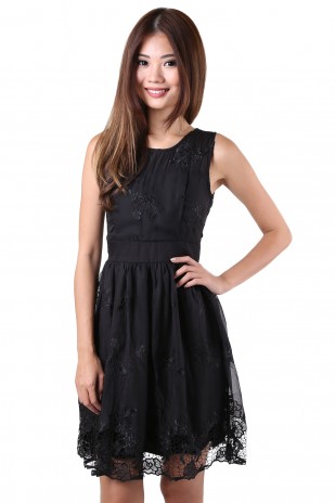 Pixie Floral Dress in Black
