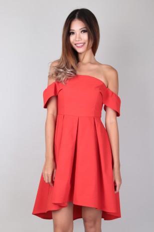 Preen High-Low Dress in Red