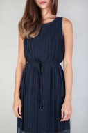 Darcy Pleated Dress in Navy