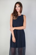 Darcy Pleated Dress in Navy