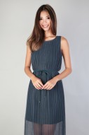 Darcy Pleated Dress in Ash Teal