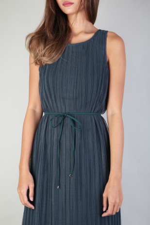 Darcy Pleated Dress in Ash Teal