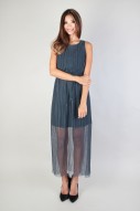 Darcy Pleated Dress in Ash Teal