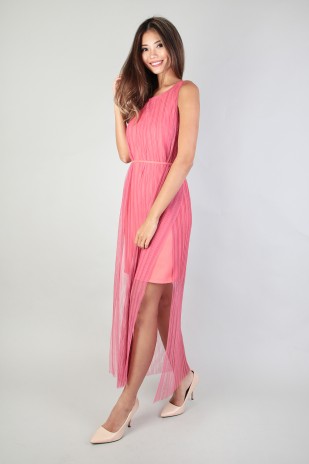Darcy Pleated Dress in Pink