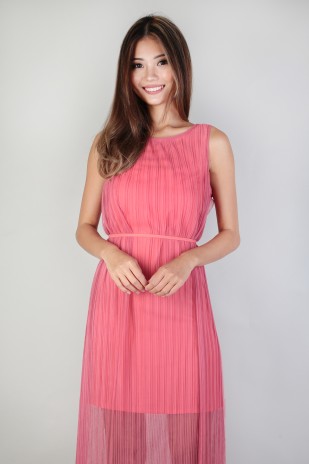 Darcy Pleated Dress in Pink