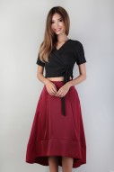 Lilith Hi Low Skirt in Burgundy