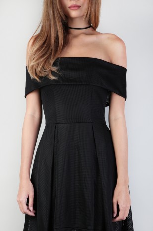 Rozel Off Shoulder Dress in Black