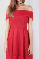 Rozel Off Shoulder Dress in Red