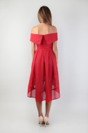 Rozel Off Shoulder Dress in Red