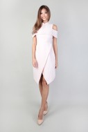 Madeline Cold Shoulder Dress in Pastel Pink