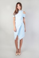 Madeline Cold Shoulder Dress in Blue