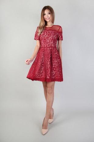 Caelan Lace Dress in Red