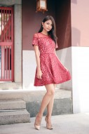 Caelan Lace Dress in Red