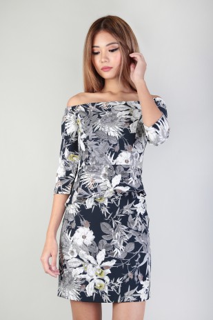 Josella Floral Dress in Navy