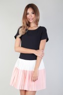 Daisy Pleated Dress in Navy