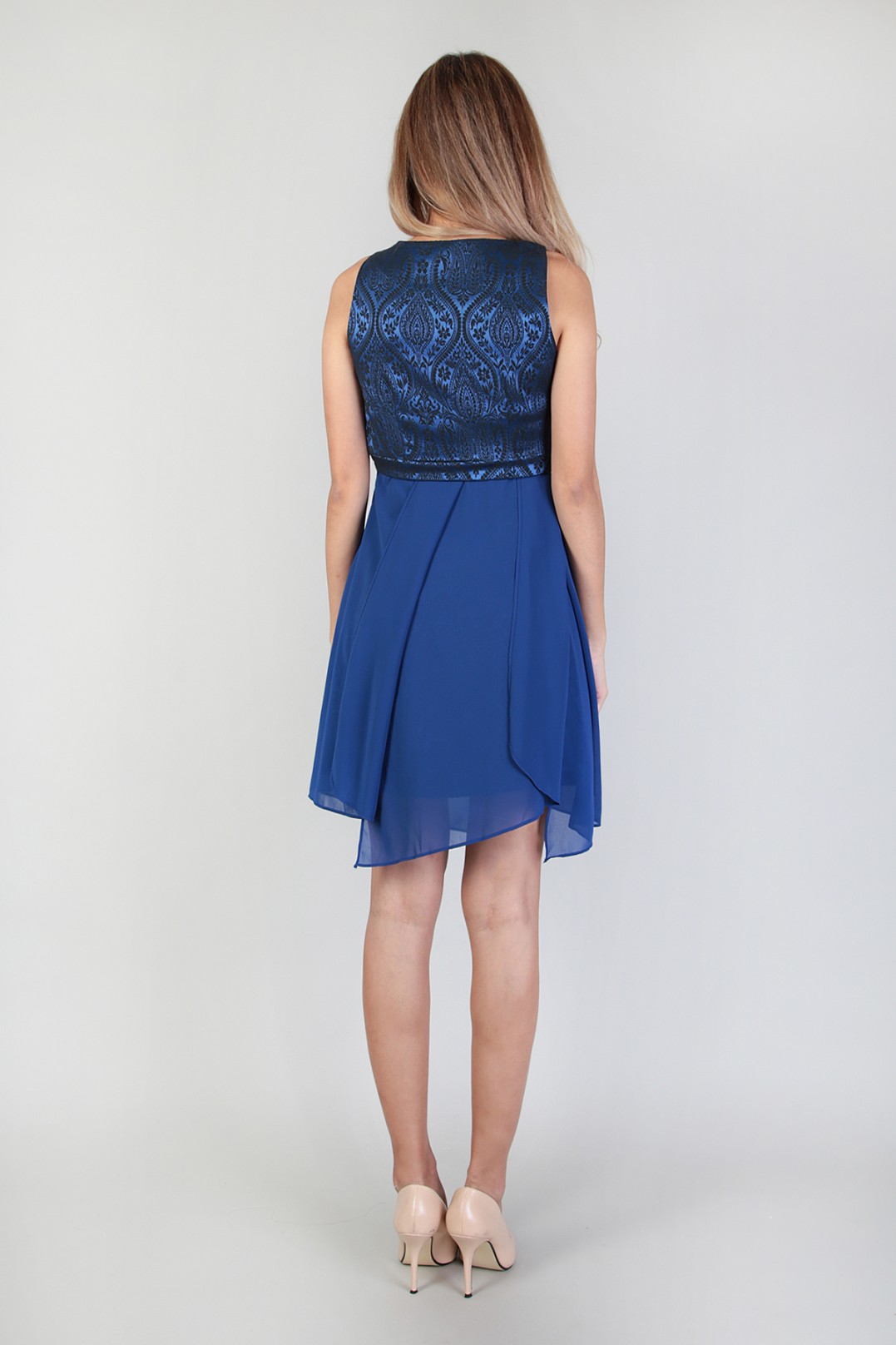 Jadine Emboss Dress in Navy MGP