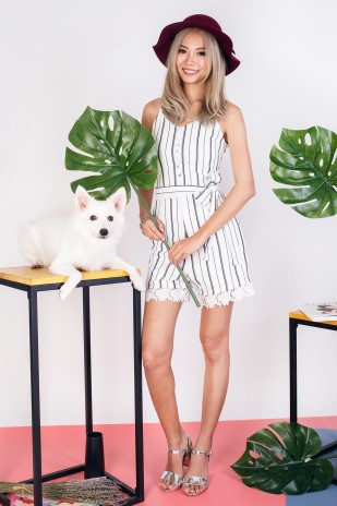 Lindsey Stripe Playsuit in White