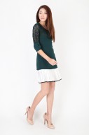 Delvin Pleated Dress in Forest Green