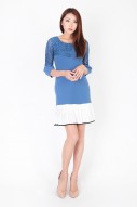 Delvin Pleated Dress in Blue