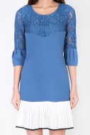 Delvin Pleated Dress in Blue