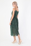 Keilyn Crochet Dress in Forest Green