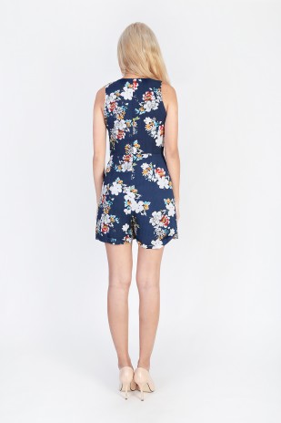 Noella Floral Romper in Navy