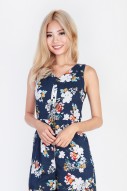 Noella Floral Romper in Navy