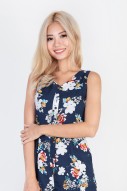 Noella Floral Romper in Navy