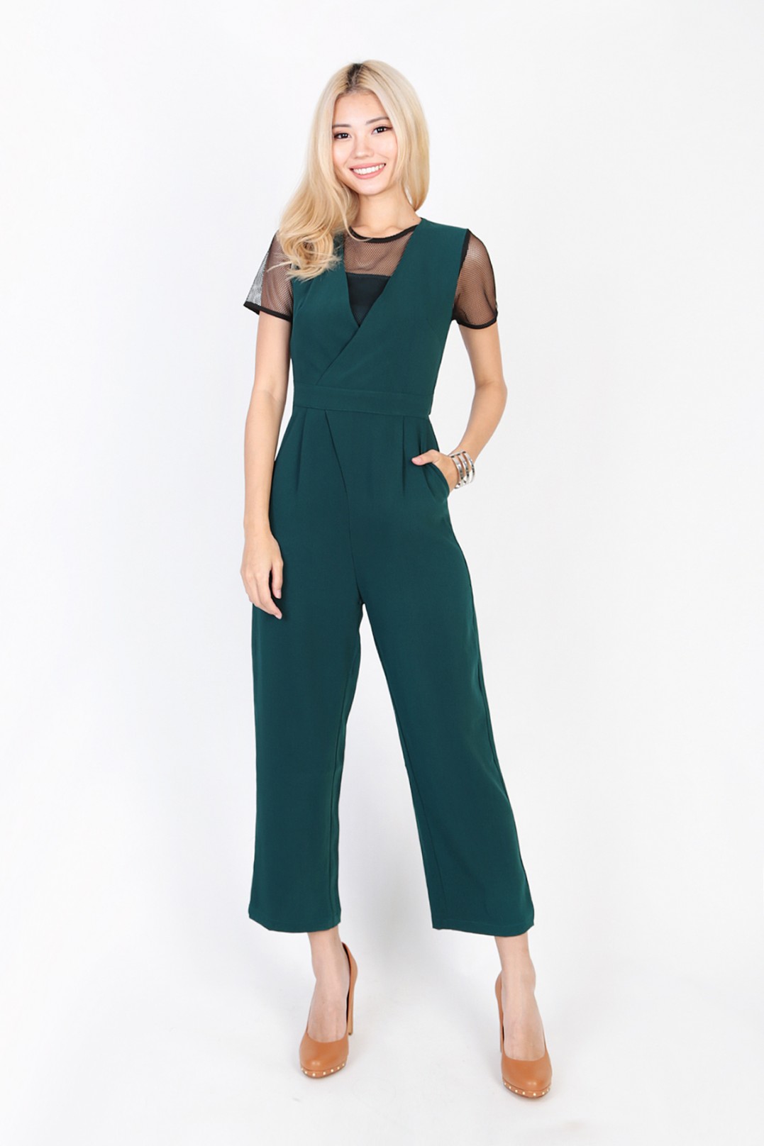 green mesh jumpsuit