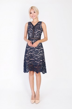 Janella Corchet Dress in Navy