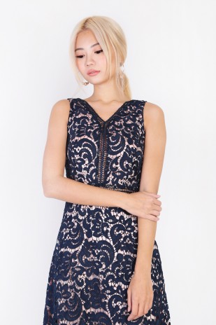 Janella Corchet Dress in Navy