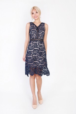 Janella Corchet Dress in Navy