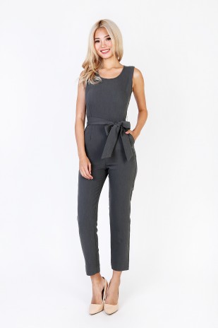 Odyn Tie Jumpsuit in Heather Grey