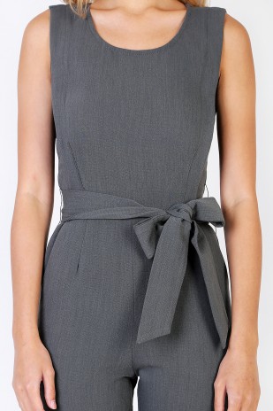 Odyn Tie Jumpsuit in Heather Grey