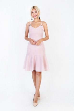 Alerie Flounce Dress in Pink