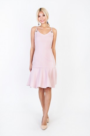 Alerie Flounce Dress in Pink