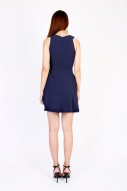 Brendia Ruffle Dress in Navy
