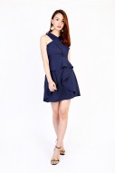 Brendia Ruffle Dress in Navy