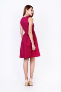 Rin Floral Embroidered Dress in Magenta