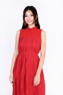 Gaile Pleated Cheongsam in Red