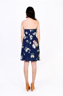 Cerise Floral Tube Dress in Navy