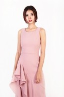 Becks Ruffle Midi Dress in Pink