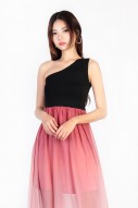 Rietta Ombre Toga Dress in Black-Rose