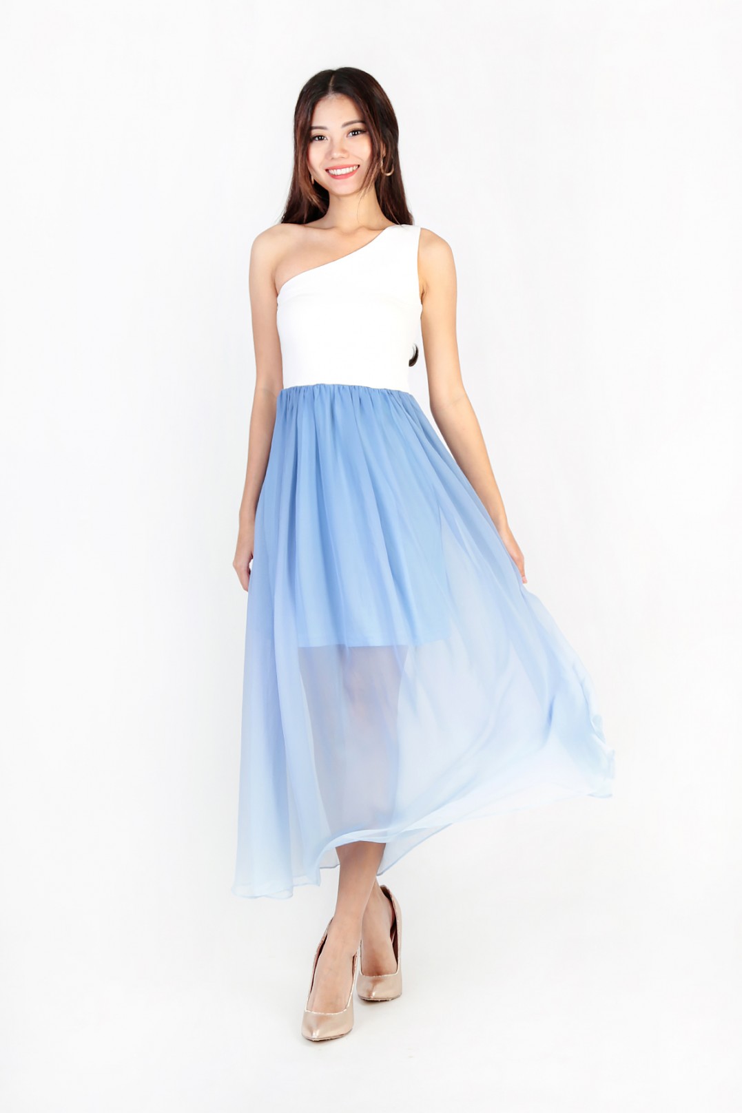 blue white ombre dress