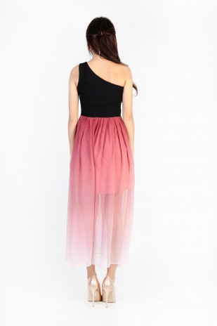 Rietta Ombre Toga Dress in Black-Rose