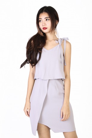Kennedy Ribbon Dress in Lilac Grey